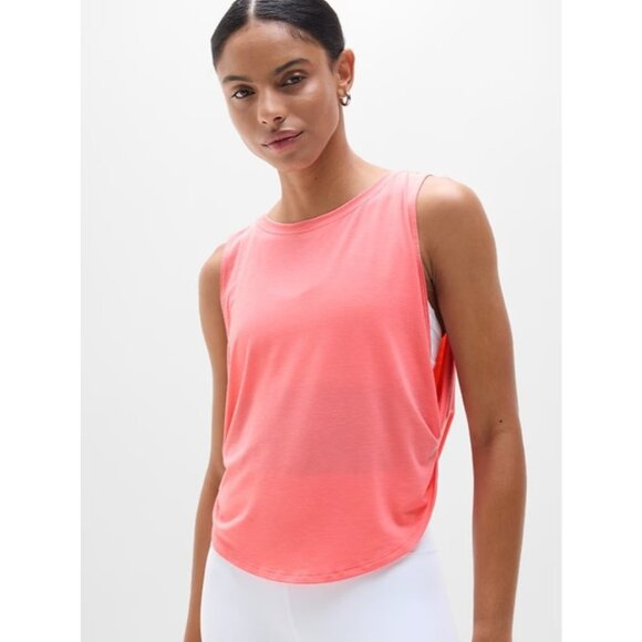 Athleta XXS With Ease Side Twist Muscle Tank Mimosa Pink 2X-Small - Picture 1 of 6